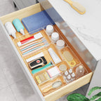Radikor 12 Pcs Drawer Organizer, 4 Sizes Clear Plastic Drawer Storage Organizer, Stackable Drawer Dividers for Bathroom, Kitchen, Makeup