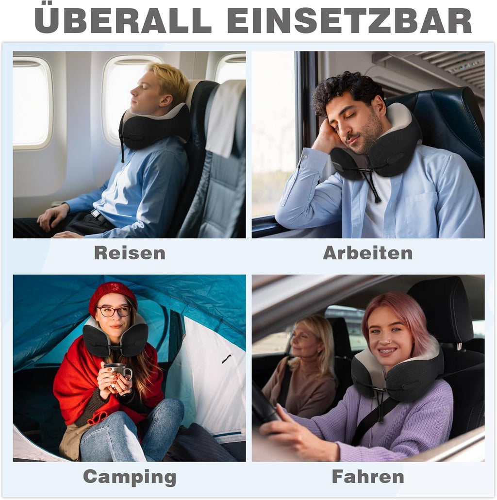 Radikor Aeroplane Neck Pillow, Travel Pillow, Memory Foam, U-Shaped Travel Neck Pillow, Adult Ergonomic Aeroplane Pillow with Storage Bag for Aeroplane, Car, Home, Office, Train