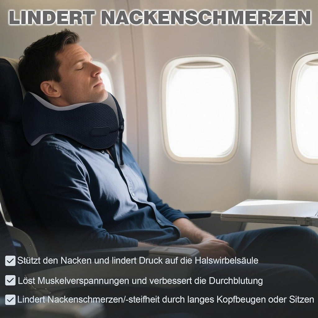 Radikor Aeroplane Neck Pillow, Travel Pillow, Memory Foam, U-Shaped Travel Neck Pillow, Adult Ergonomic Aeroplane Pillow with Storage Bag for Aeroplane, Car, Home, Office, Train