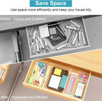 Radikor 12 Pcs Drawer Organizer, 4 Sizes Clear Plastic Drawer Storage Organizer, Stackable Drawer Dividers for Bathroom, Kitchen, Makeup
