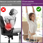 Radikor Office Chair Cushion, Coccyx Orthopaedic Cushion, Sciatica Cushion, Ergonomic, Made of Memory Foam, with Non-Slip Base, Relieves Coccyx, Black