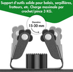 Radikor Wall Broom Holder, Wall Mounted Broom Holder with 3 Brackets and 2 Hooks, Wall Mounted Broom Holder without Drilling, Wall Broom Holder with Screws, Wall Mounted Broom Holder, Garden Tool