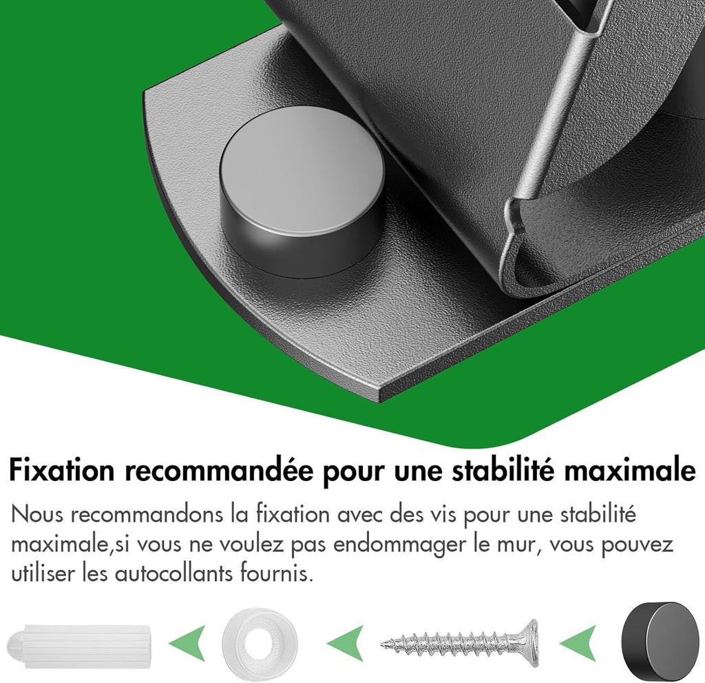 Radikor Wall Broom Holder, Wall Mounted Broom Holder with 3 Brackets and 2 Hooks, Wall Mounted Broom Holder without Drilling, Wall Broom Holder with Screws, Wall Mounted Broom Holder, Garden Tool