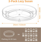 Radikor Pack of 2 Turntable Fridge Organiser, 360° Lazy Susan Rotating Spice Rack, 24 cm Turntable Kitchen, Rotating Plate Fridge for Spices, Bottles, Cosmetics