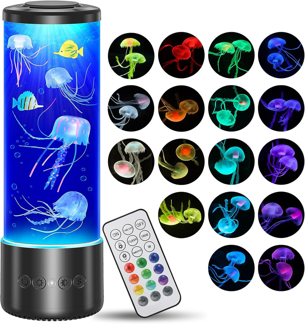 Radikor Jellyfish Lamp with 17 Colours and Remote Control, Jellyfish Lamp with 4 Light Modes, LED Jellyfish Aquarium Lamp for Children Adults, Jellyfish Lava Lamp, Mood Light for Relaxation, Home