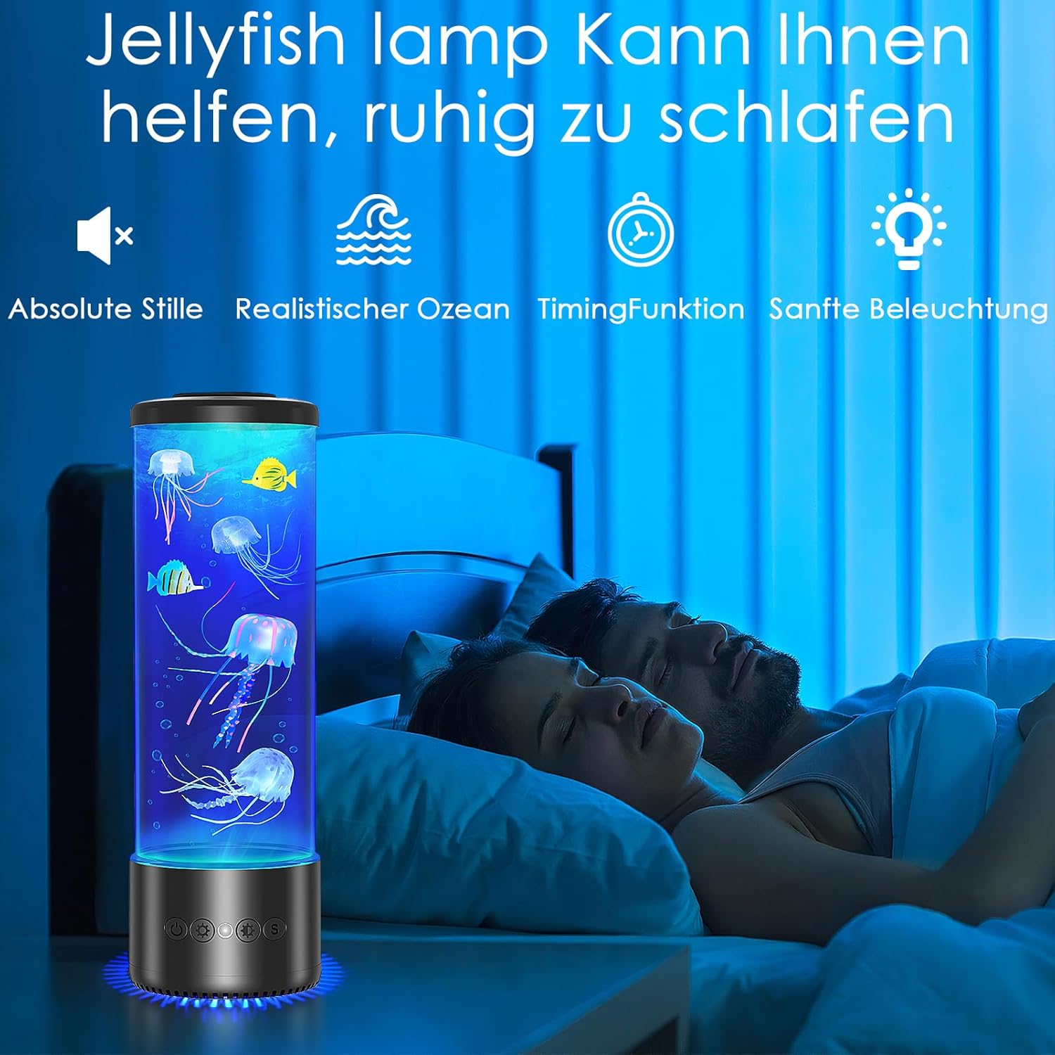 Radikor Jellyfish Lamp with 17 Colours and Remote Control, Jellyfish Lamp with 4 Light Modes, LED Jellyfish Aquarium Lamp for Children Adults, Jellyfish Lava Lamp, Mood Light for Relaxation, Home