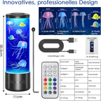 Radikor Jellyfish Lamp with 17 Colours and Remote Control, Jellyfish Lamp with 4 Light Modes, LED Jellyfish Aquarium Lamp for Children Adults, Jellyfish Lava Lamp, Mood Light for Relaxation, Home