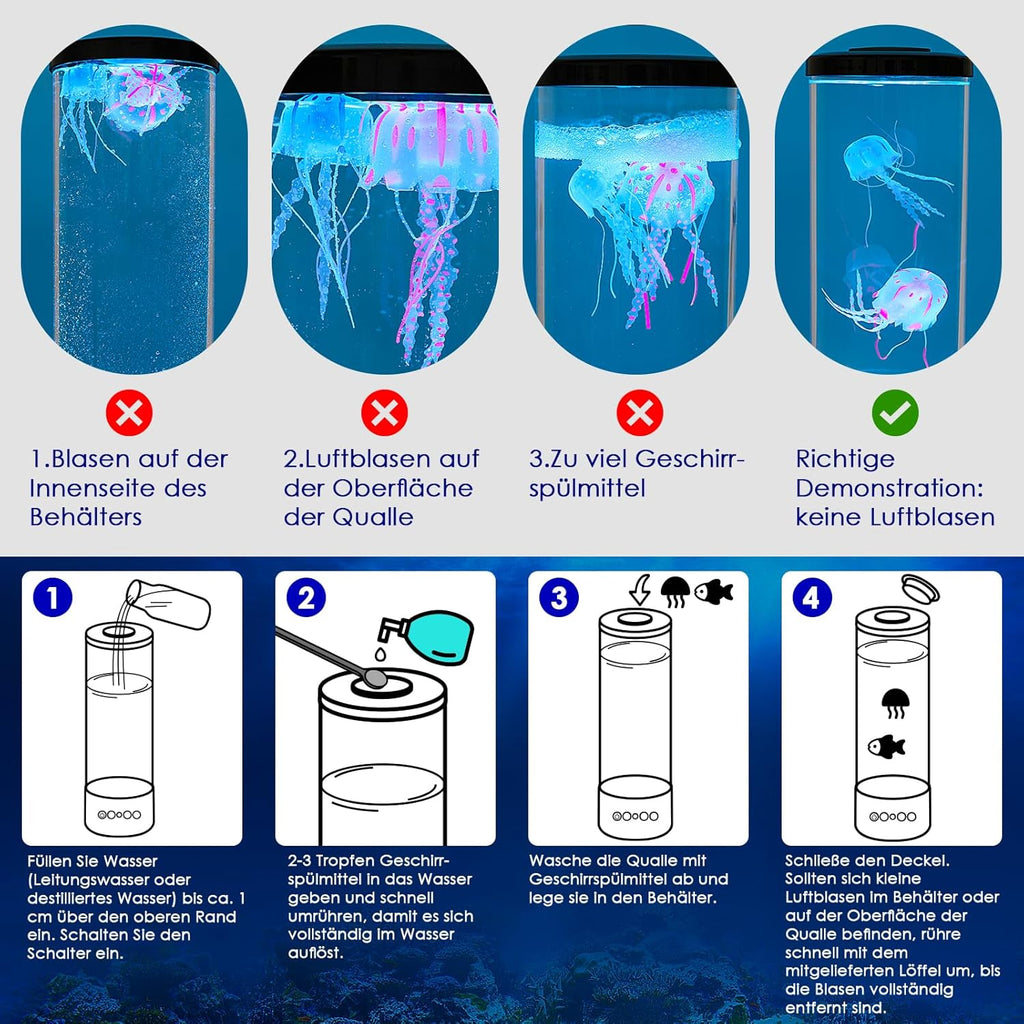 Radikor Jellyfish Lamp with 17 Colours and Remote Control, Jellyfish Lamp with 4 Light Modes, LED Jellyfish Aquarium Lamp for Children Adults, Jellyfish Lava Lamp, Mood Light for Relaxation, Home
