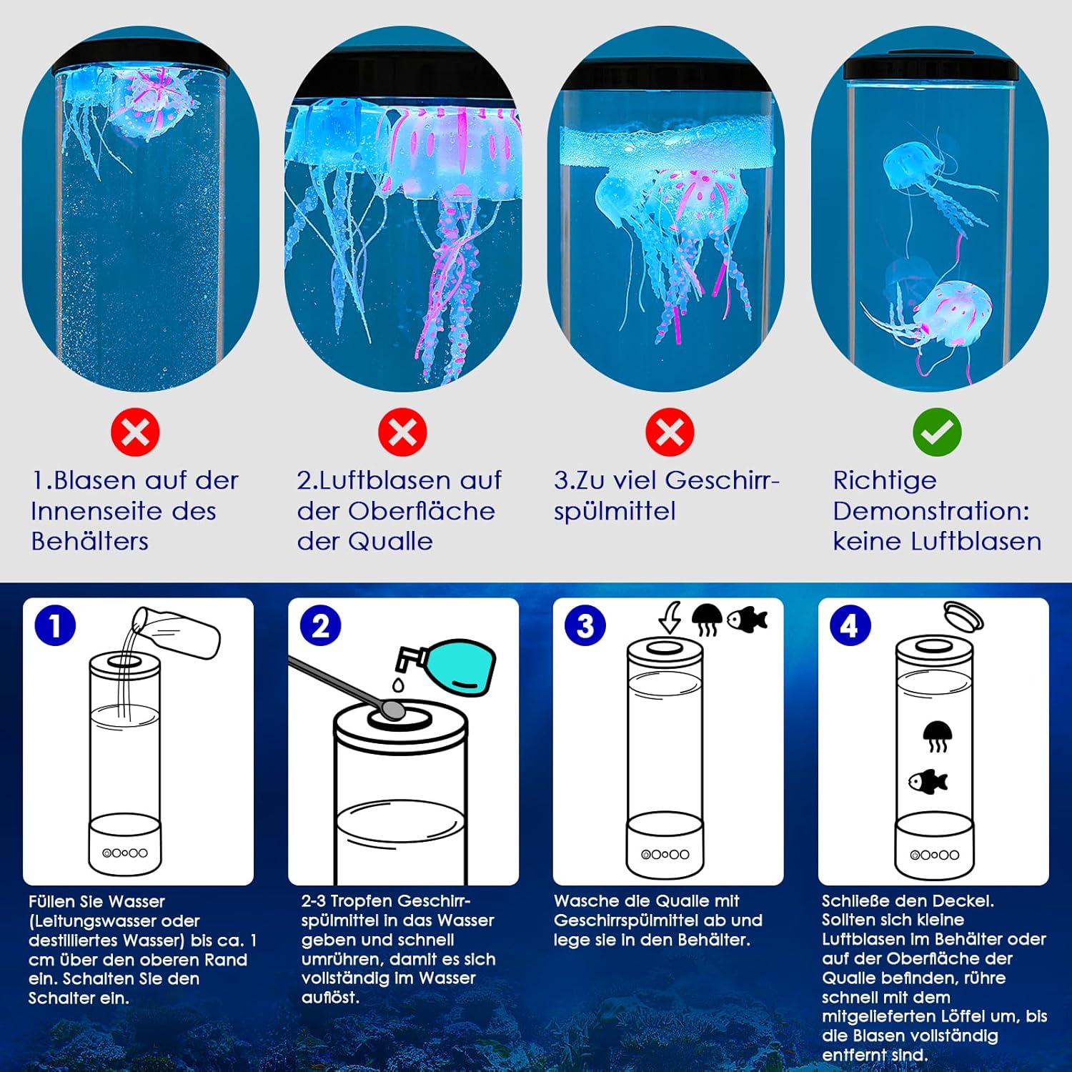 Radikor Jellyfish Lamp with 17 Colours and Remote Control, Jellyfish Lamp with 4 Light Modes, LED Jellyfish Aquarium Lamp for Children Adults, Jellyfish Lava Lamp, Mood Light for Relaxation, Home