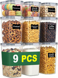 Radikor Airtight Storage Jars with Lids, 9 Pieces, Stackable Storage Containers, BPA-Free, Food Storage Containers for Kitchen Food Storage, for Flour, Cereal & Pasta