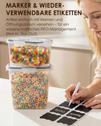 Radikor Airtight Storage Jars with Lids, 9 Pieces, Stackable Storage Containers, BPA-Free, Food Storage Containers for Kitchen Food Storage, for Flour, Cereal & Pasta